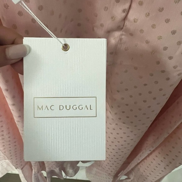 Mac Duggal Blush Ruffle Faux Wrap Cocktail Midi Dress Size 14 NWT - Picture 6 of 9